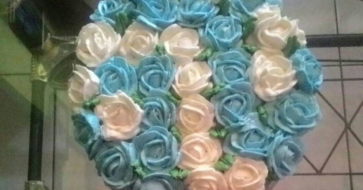 Resep blue white flowers cake Resep blue white flowers cake