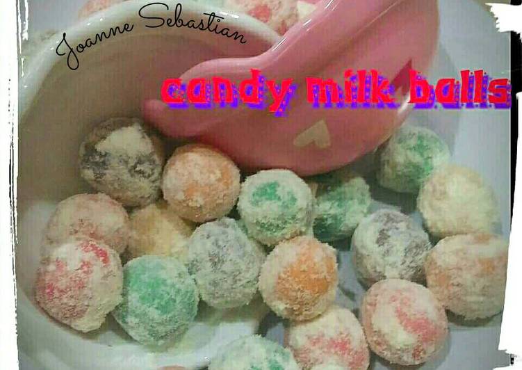 bahan dan cara membuat Candy Milk Balls