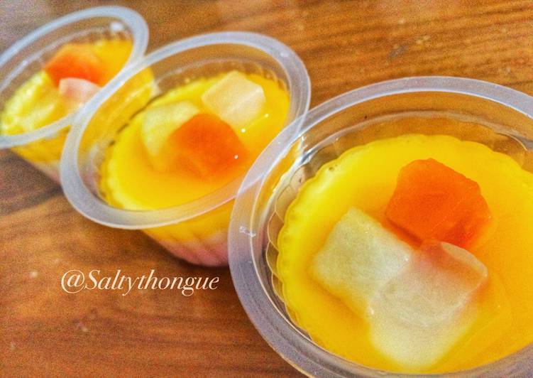 gambar untuk cara membuat Orange Squash Silky Pudding