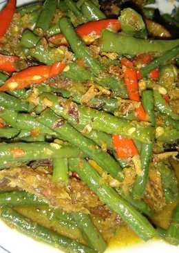 Tumis kacang panjang mix ikan cue suir