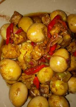 Telur puyuh + tempe kecap