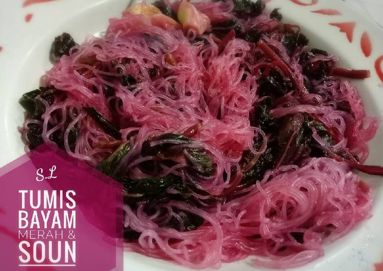 Tumis Bayam Merah & Soun