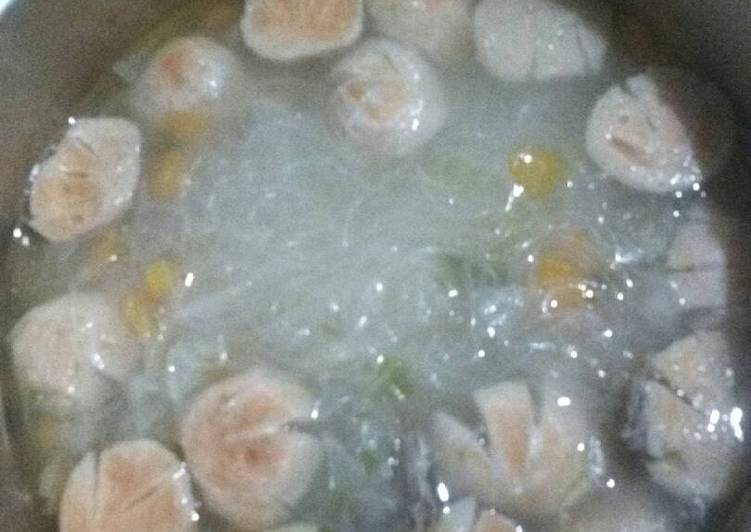 resep masakan Sup soun baso udang