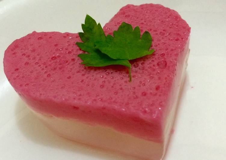 gambar untuk resep makanan Puding Leci Lapis Busa Pinky Cute (Tanpa Mixer)