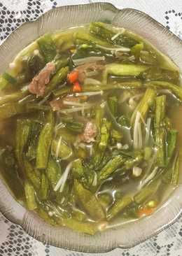 Sayur Genjer Tumis Daging dan Jamur Enoki