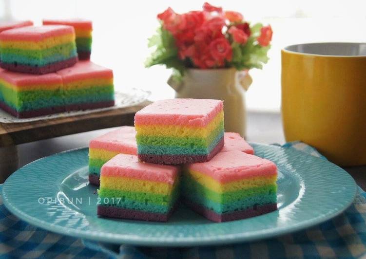 resep Rainbow Cake Kukus (#PR_RecookAnekaBolkus)