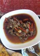Daging tumis asem manis pedas gurih