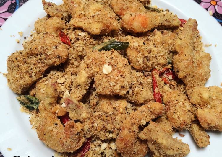 bahan dan cara membuat Udang Goreng Cereal/ Oatmeal ??