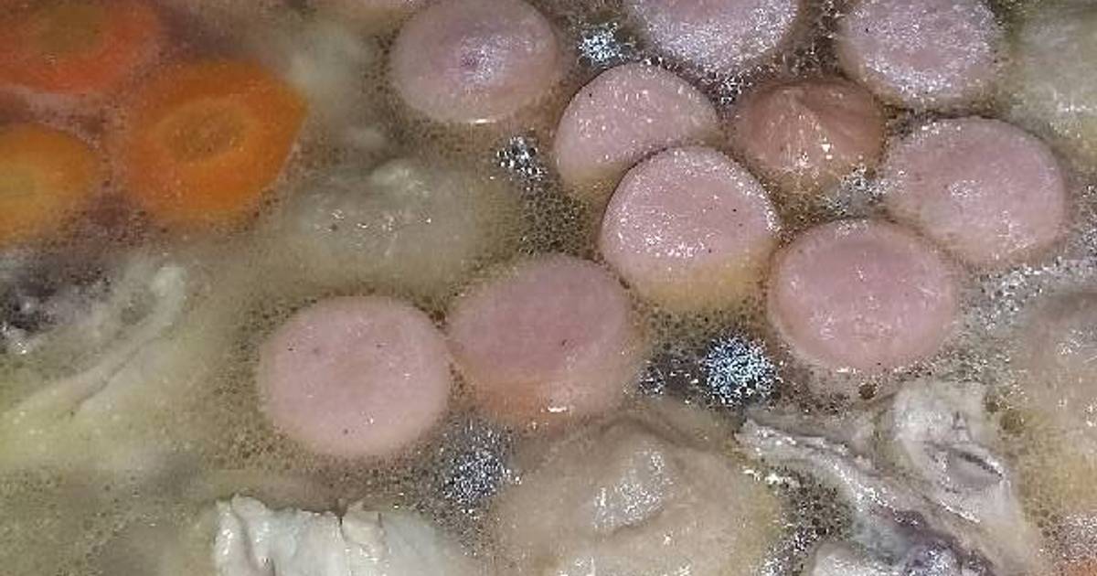 Resep Sup ayam sosis,bakso dan makaroni ala susan febrianty