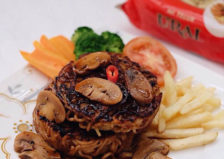 bahan dan cara membuat Steak Mi Lada Hitam