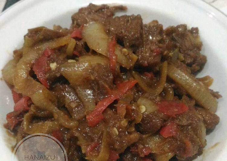 resep Krengsengan Daging-Bombay Pedas Manis (????) #recookmodif