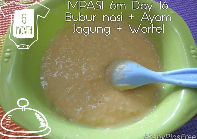 gambar untuk resep MPASI 6m Day 16 Bubur nasi + Ayam + Wortel + Jagung