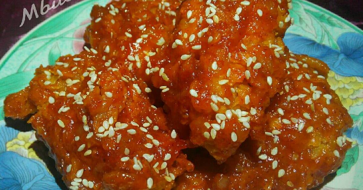 Resep Yangnyeom Tongdak (Korean Spicy Fried Chicken) ala Vici Lucianti (MbuCie)