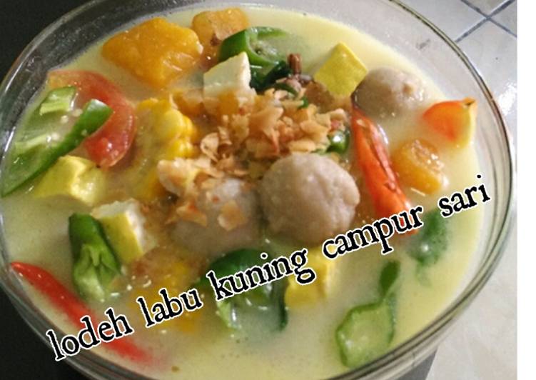 bahan dan cara membuat Sayur lodeh labu kuning campur sari