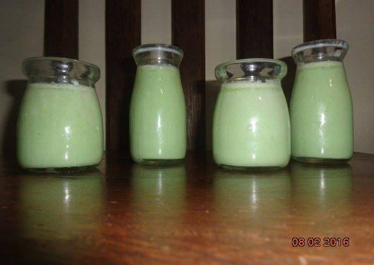 cara membuat Silky Puding Green Tea In Jar