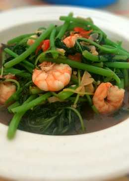 Cha bayam udang saus tiram