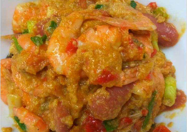 bahan dan cara membuat Udang Sosis Saus Telur Asam Manis