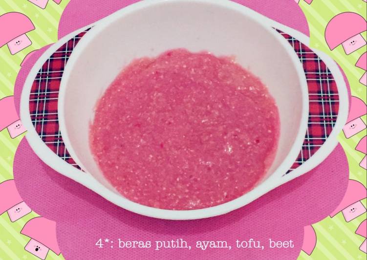 resep lengkap untuk Mpasi 4?? ayam-tofu-beet-berasputih