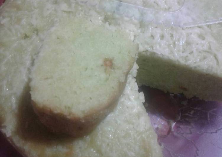 resep lengkap untuk Bolu tape pandan keju(kukus tanpa telur)