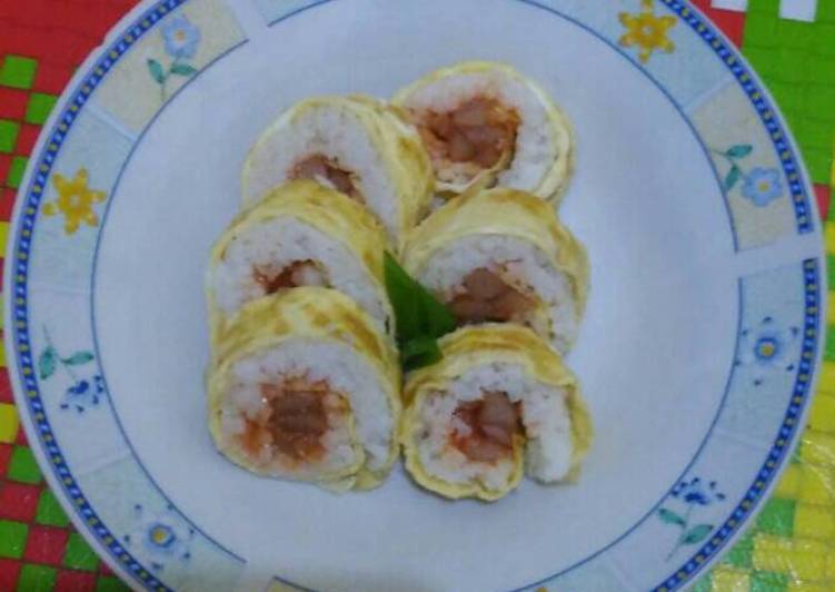 resep masakan Nasi gulung, telur sosis asam manis