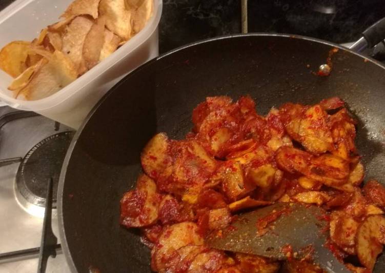 resep lengkap untuk Keripik singkong balado & keripik asin manis