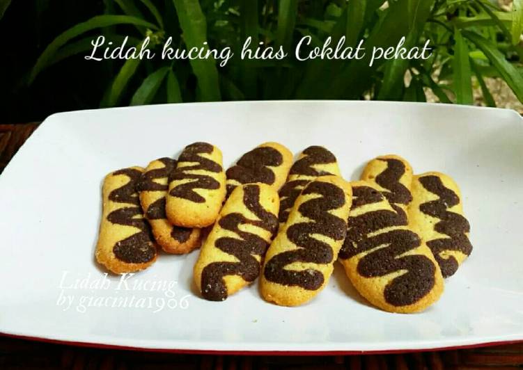 gambar untuk cara membuat Lidah kucing hias coklat pekat