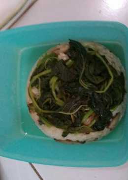 Nasi tim jamur teri bayam