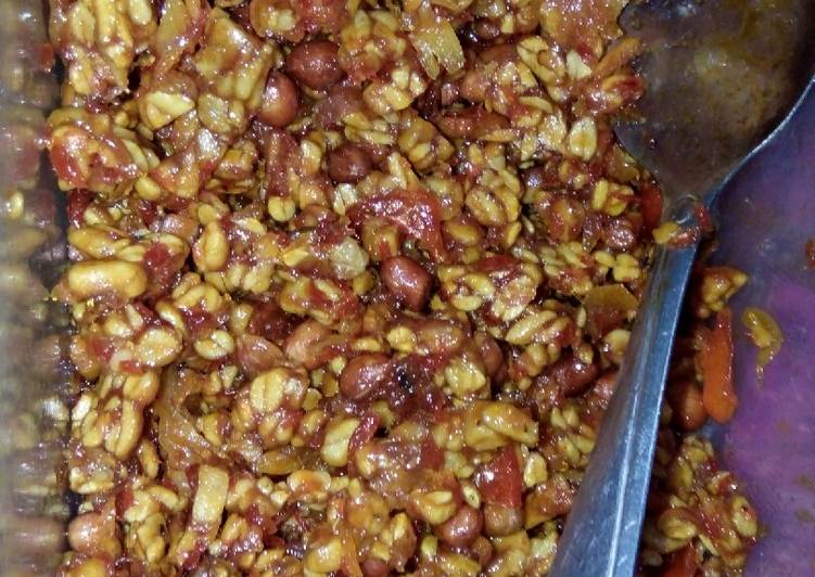 Kering tempe kacang karamel bumbu iris