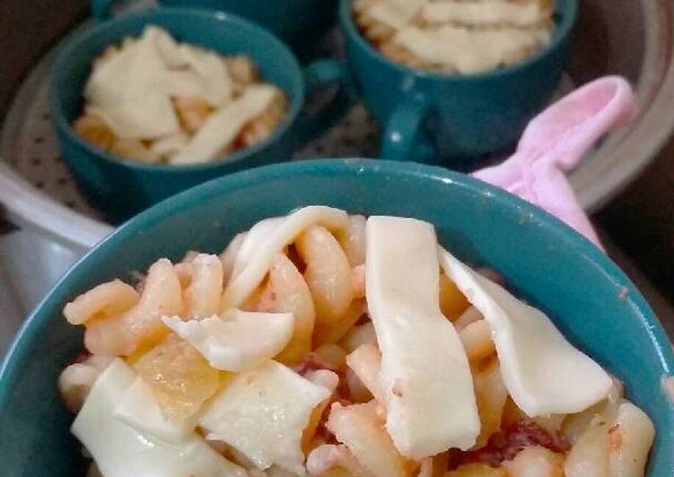 bahan dan cara membuat Macaroni schotel kukus bahan seadanya ??