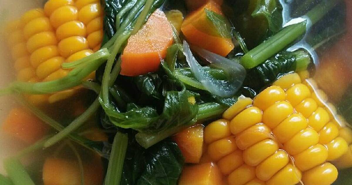 Resep Sayur bayam feat jagung manis wortel oleh Ari Eot 