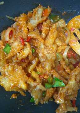 Jamur tiram saus jeruk pedas