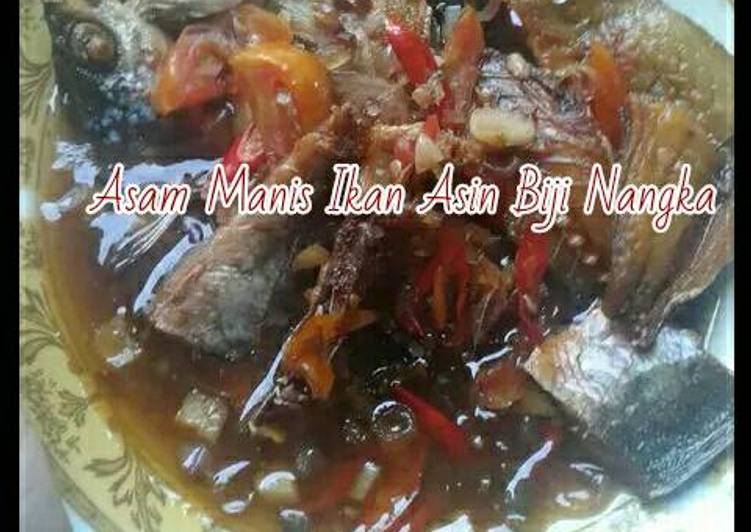 resep masakan Asam Manis Pedas Ikan Asin Biji Nangka Mantafff??????