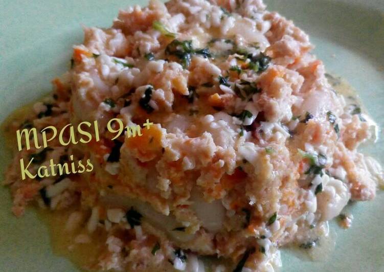 resep Steamed Salmon Pasta with Cheese Sauce (MPASI 9m+)