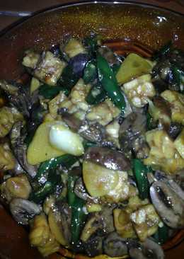 Oseng tempe cabe ijo+jantung ayam