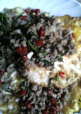 telor ceplok siram daging giling