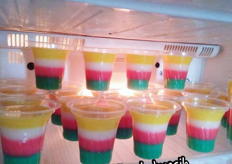 bahan dan cara membuat Puding Jelly Susu Pelangi