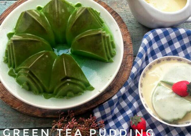 resep lengkap untuk Puding Green Tea Vla Vanila