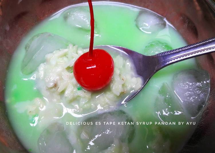 bahan dan cara membuat Es Tape Ketan Susu Syrup Pandan