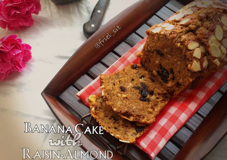 resep Banana Cake with Raisin-Almond, no mixer