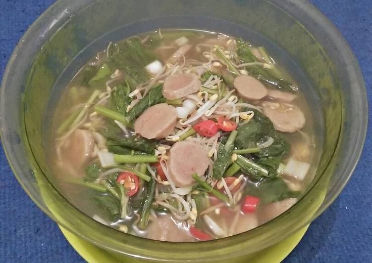 resep masakan Sawi kecambah bakso kuah bening