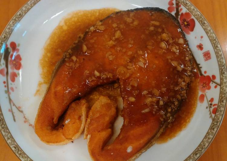 resep Salmon with oyster sauce