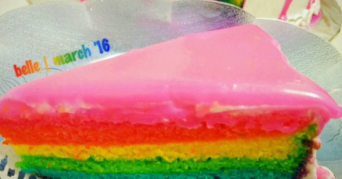 Resep Steamed Rainbow Cake with Buttercream and White Chocolate Ganache.. Highly Recommended!! (Rainbow Cake Kukus)