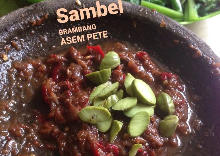 resep lengkap untuk Sambel brambang asem + pete