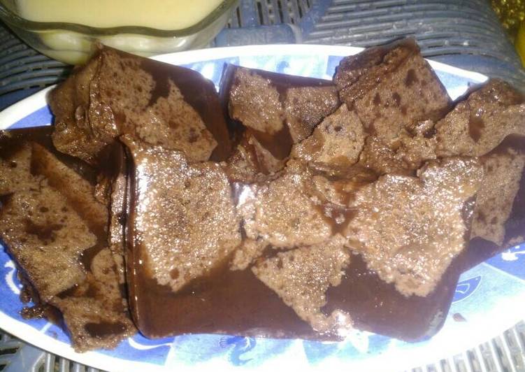 cara membuat Puding brownie saus vla