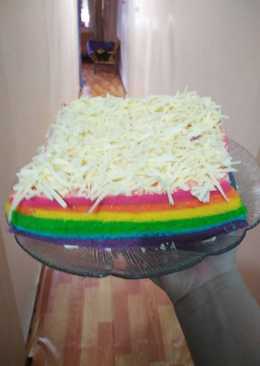 Rainbow cake kukus anti gagal