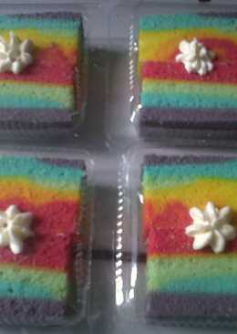 Rainbow cake putih telur