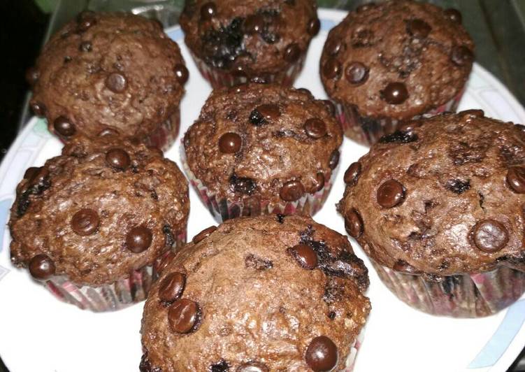 resep masakan Triple choco muffin, anti gagal, no mixer (hi-dome)