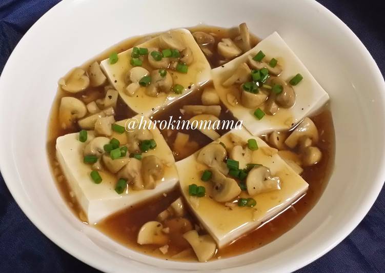 Resep Tahu siram jamur champignon Oleh Nibras Alfian @Hirokinomama_