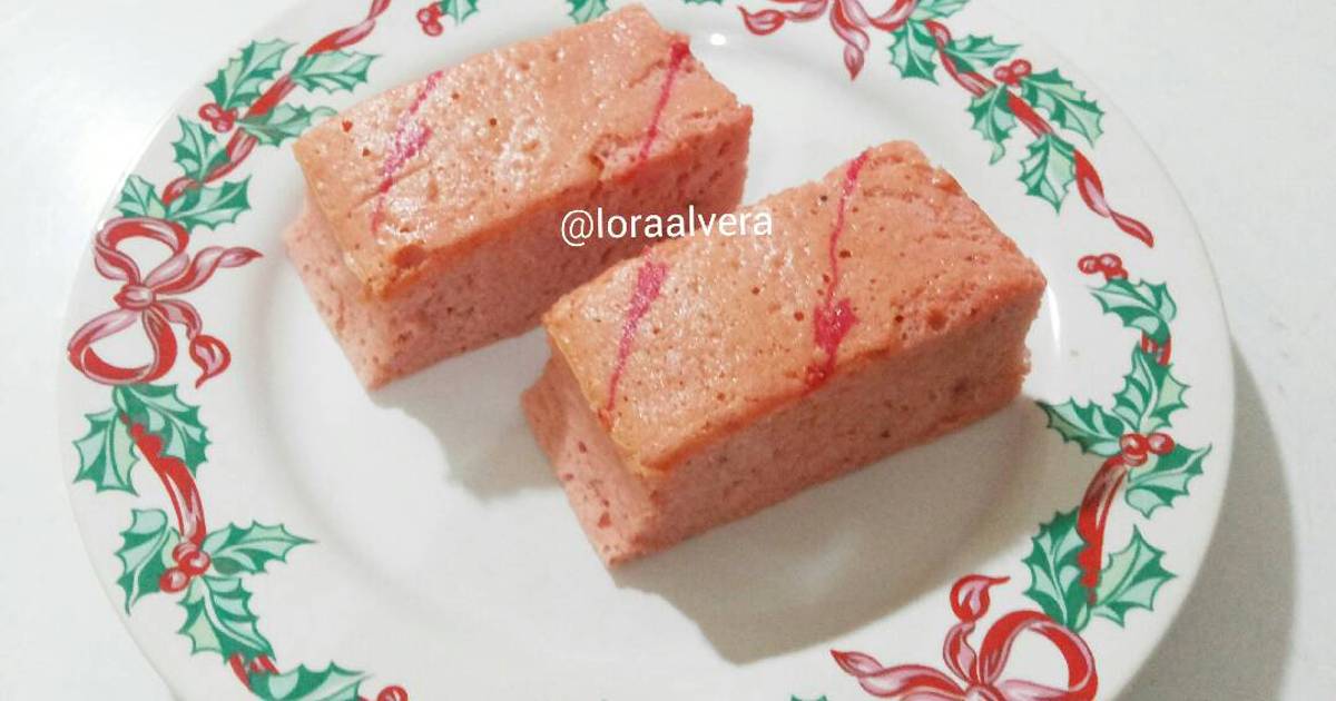 Resep Fermented Cassava Strawberry Cheesecake/Bolu Tapai/Strawberry Cheesecake