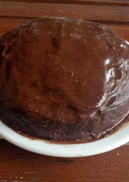 Brownies with chocolate-wine topping (no oven, pake panci)